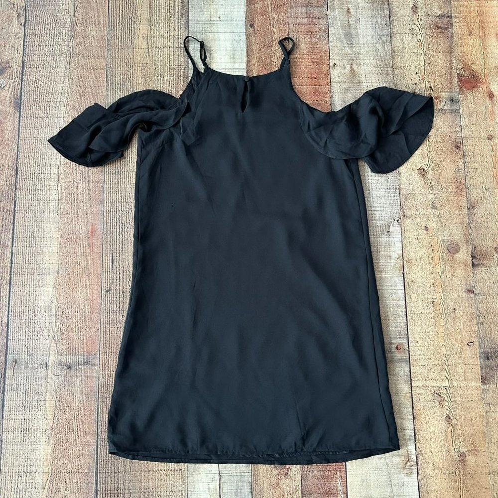 KLD Signature cold shoulder chiffon mini dress in black -S - Picture 8 of 8